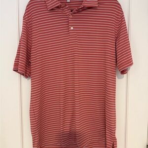 Peter Millar Performance Striped Polo - Red and White